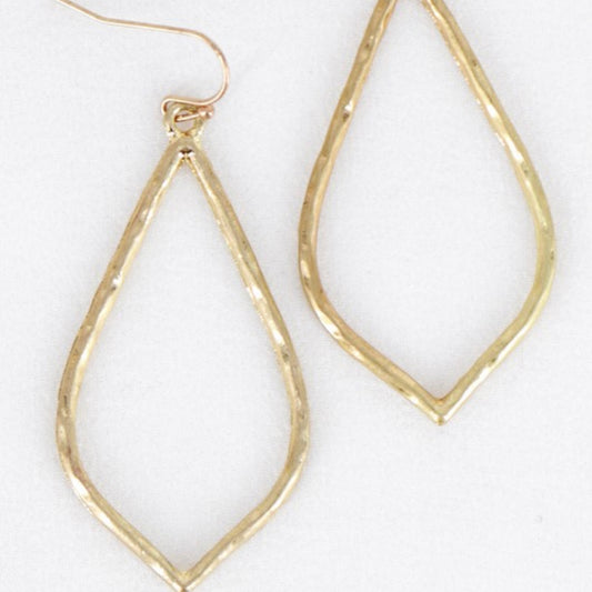 Gold Hammered Teardrop Earrings