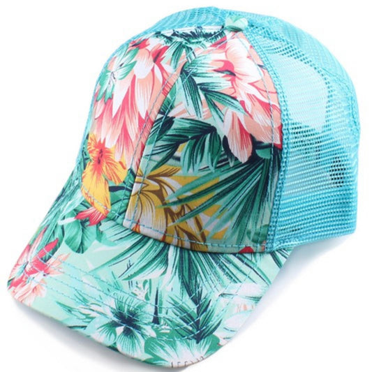 Flower Print Trucker Hat